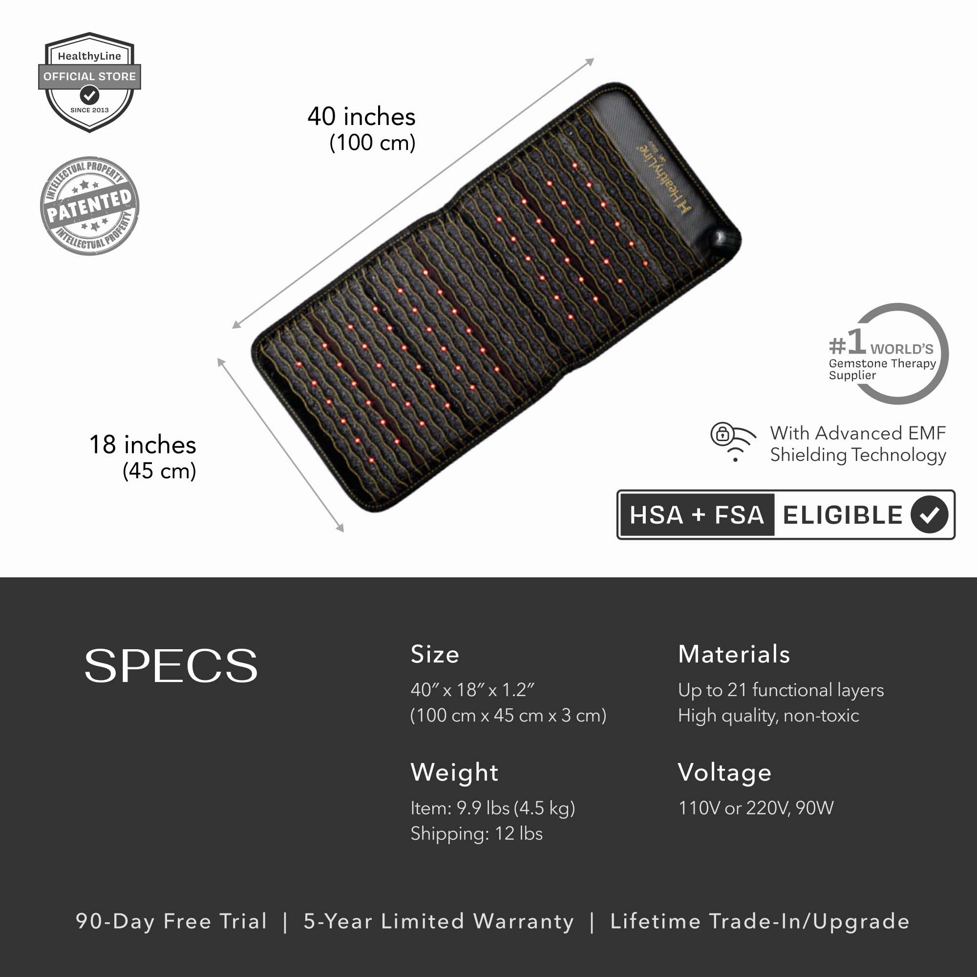 HealthyLine Jet Chair 4018 Firm | Photon PEMF InfraMat Pro® Far Infrared Heating Mat - Jet-Chair-4018-PhP