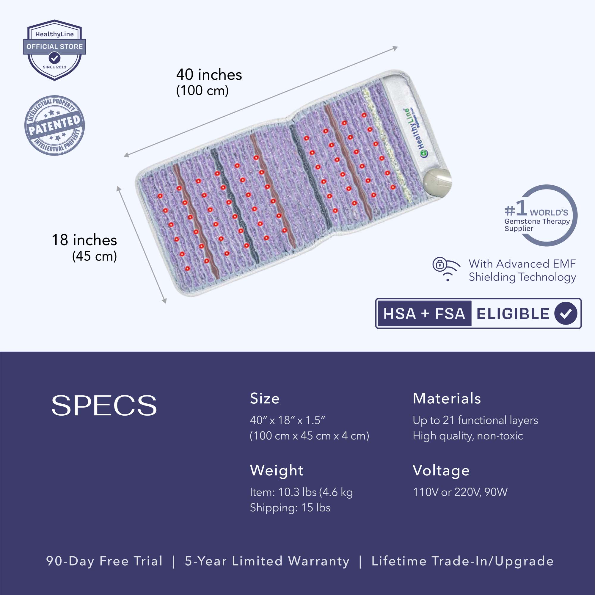 HealthyLine Platinum Mat™ Chair 4018 Firm | Photon Advanced PEMF InfraMat Pro® Far Infrared Heating Mat - Platinum-Chair-4018-PhP-adv