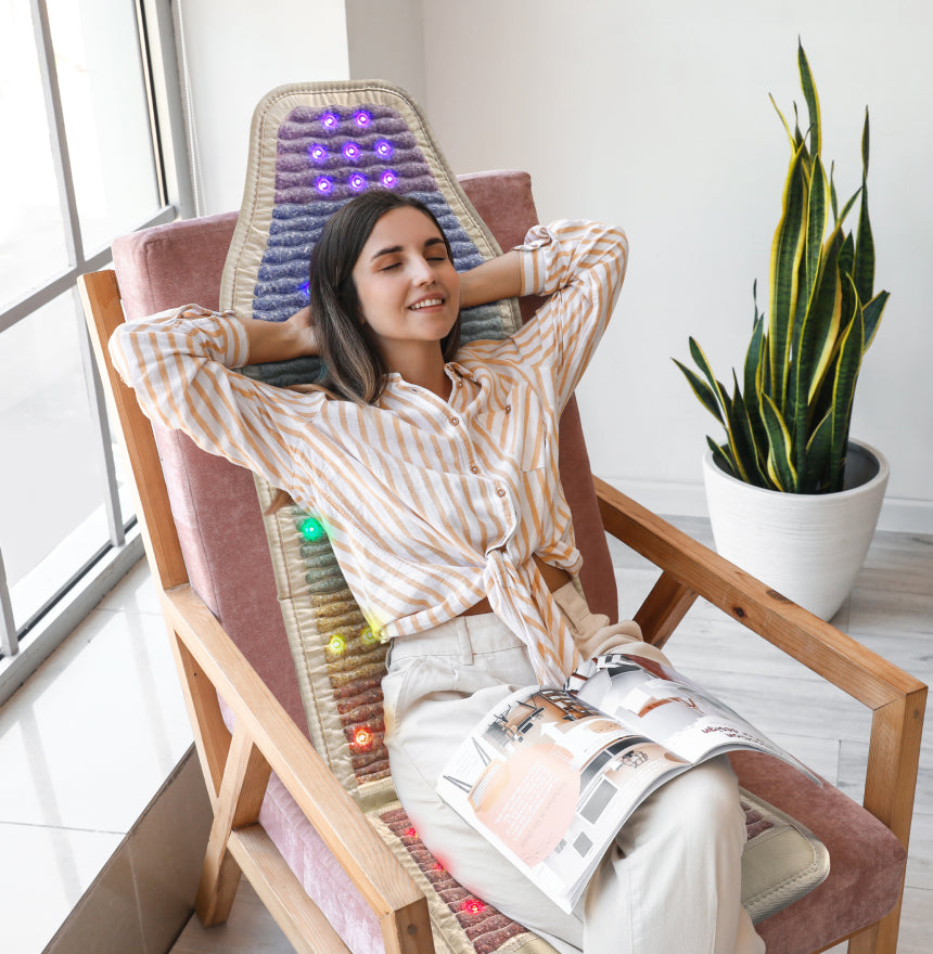 HealthyLine Rainbow Chakra Mat™ Chair 5718 Firm | Photon PEMF InfraMat Pro® Third Edition Far Infrared Heating Mat - RW-ch-Chair-5718-PhP