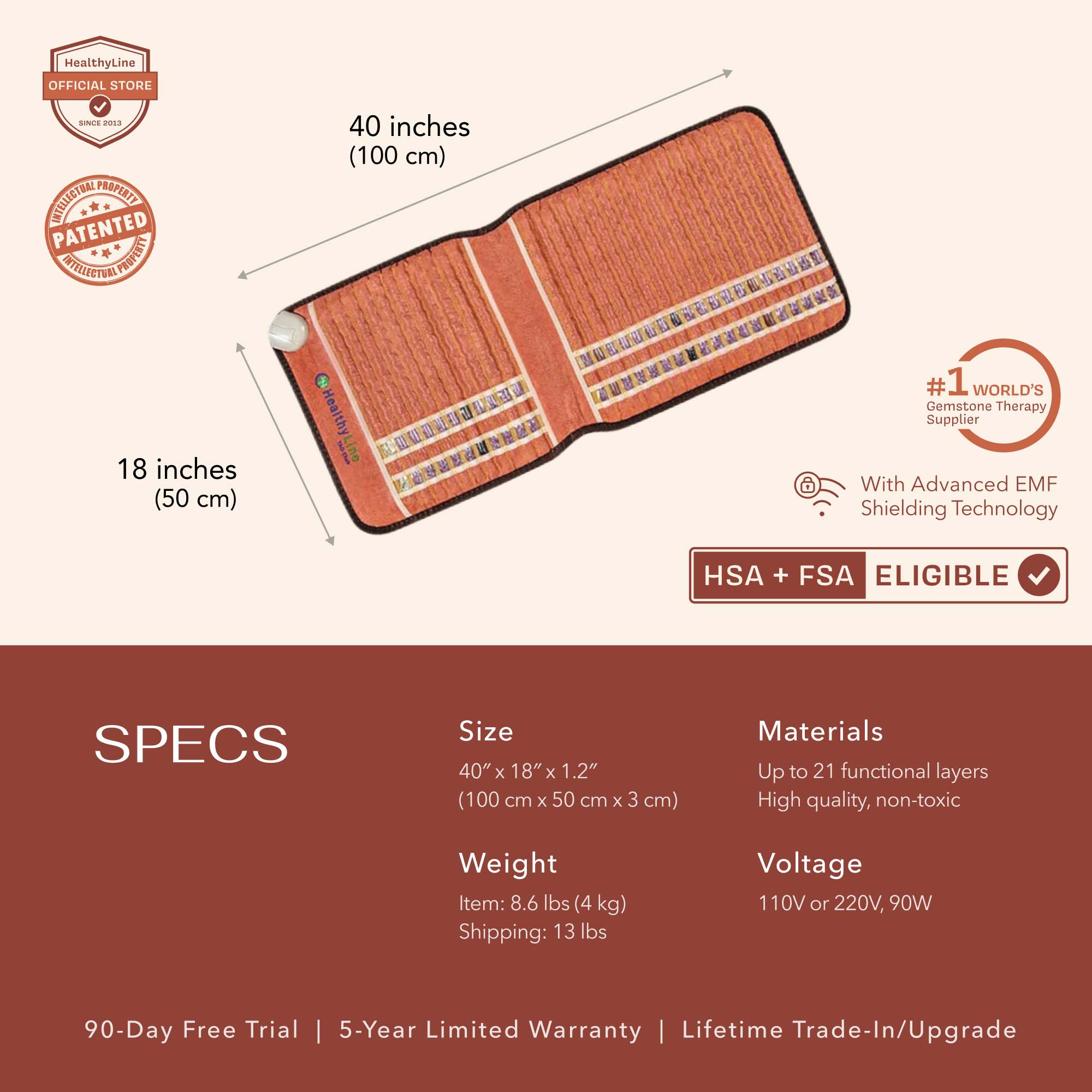 HealthyLine TAO-Mat® Chair 4018 Firm | PEMF InfraMat Pro® Far Infrared Heating Mat - TAO-Chair-4018-P