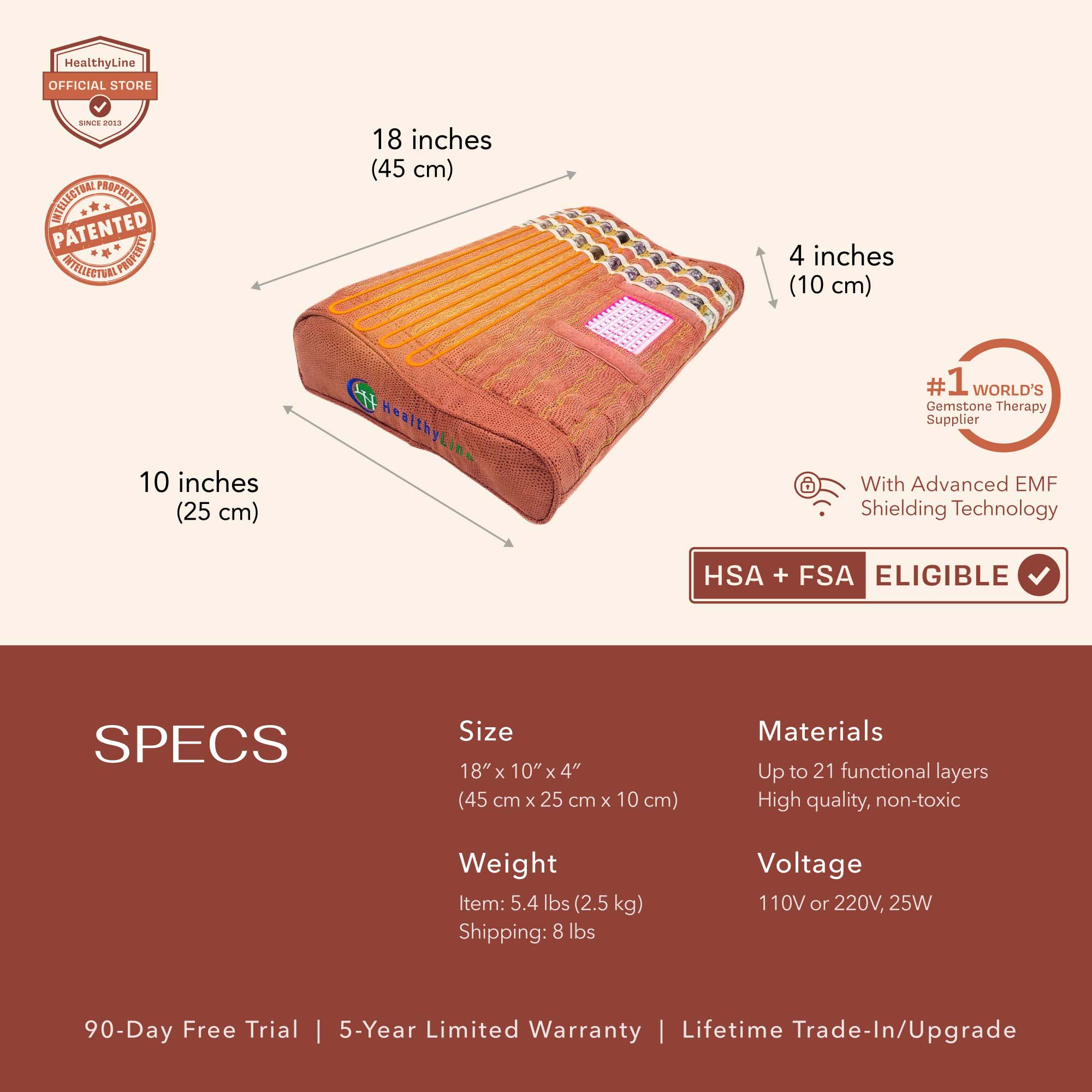 HealthyLine TAO-Mat® Pillow Soft | Photon Matrix PEMF InfraMat Pro® - 02-TAO-Plw-mxPhP-H