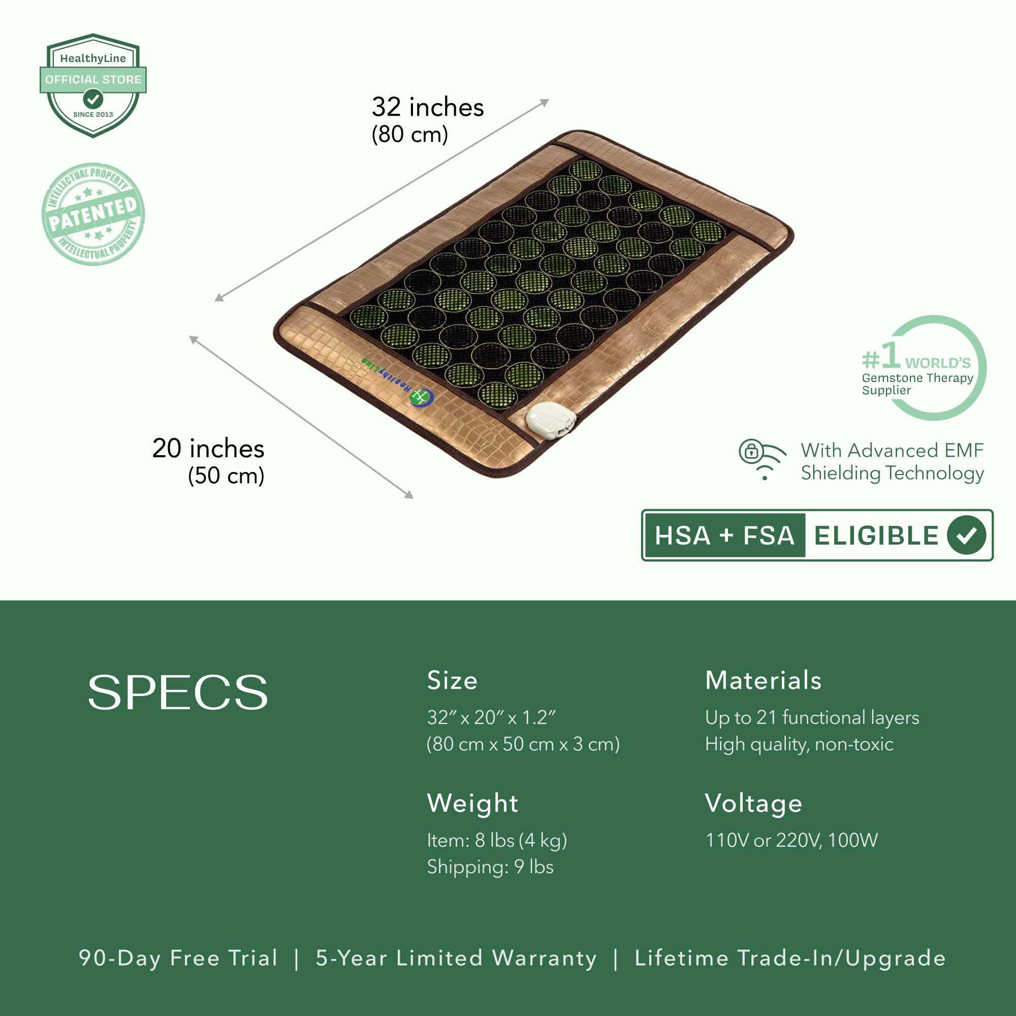 HealthyLine Mesh JT Pad Medium 3220 Soft InfraMat Pro® Far Infrared Heating Mat - 014-mJT-3220