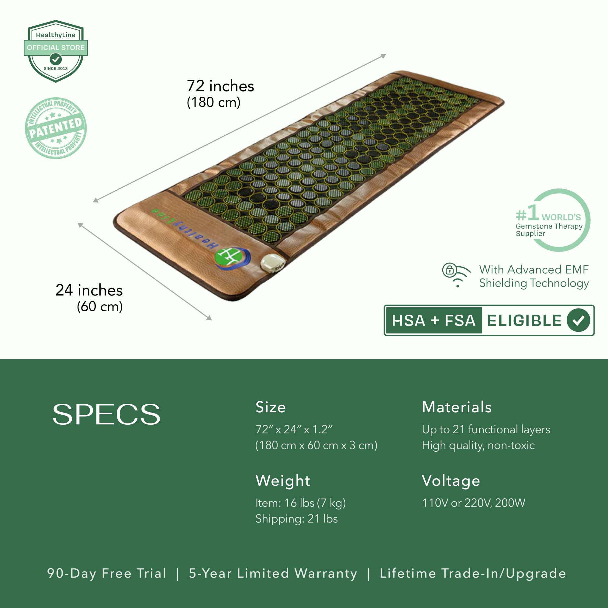 HealthyLine Mesh JT Mat Full 7224 Soft InfraMat Pro® Far Infrared Heating Mat - 014-mJT-7224