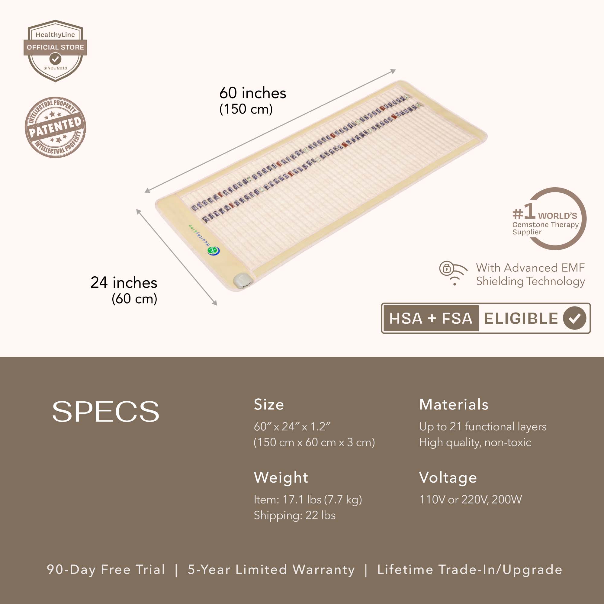 HealthyLine SOFT-Mat™ Full Short 6024 InfraMat Pro® Far Infrared Heating Mat - Soft-6024