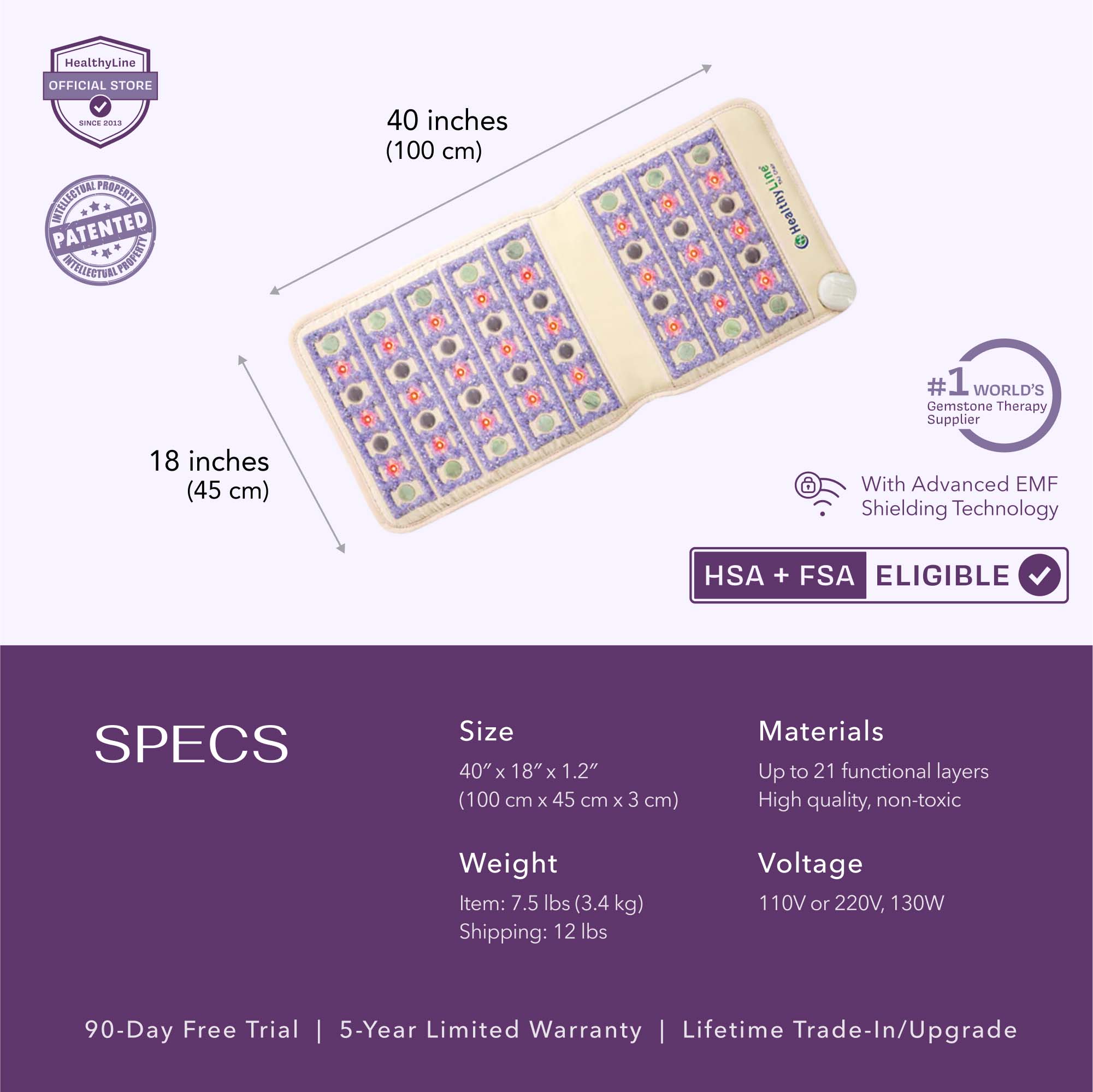 HealthyLine TAJ-Mat™ Chair 4018 Firm | Photon PEMF InfraMat Pro® Far Infrared Heating Mat - TAJ-Chair-4018-PhP