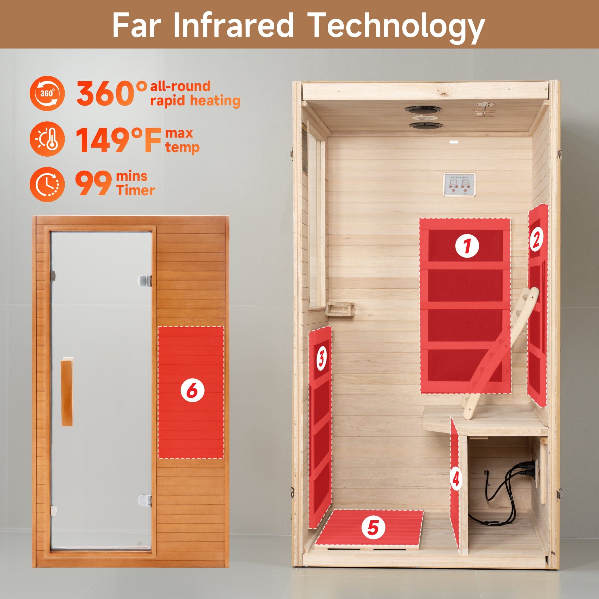 1 Person Infrared Sauna For Indoor