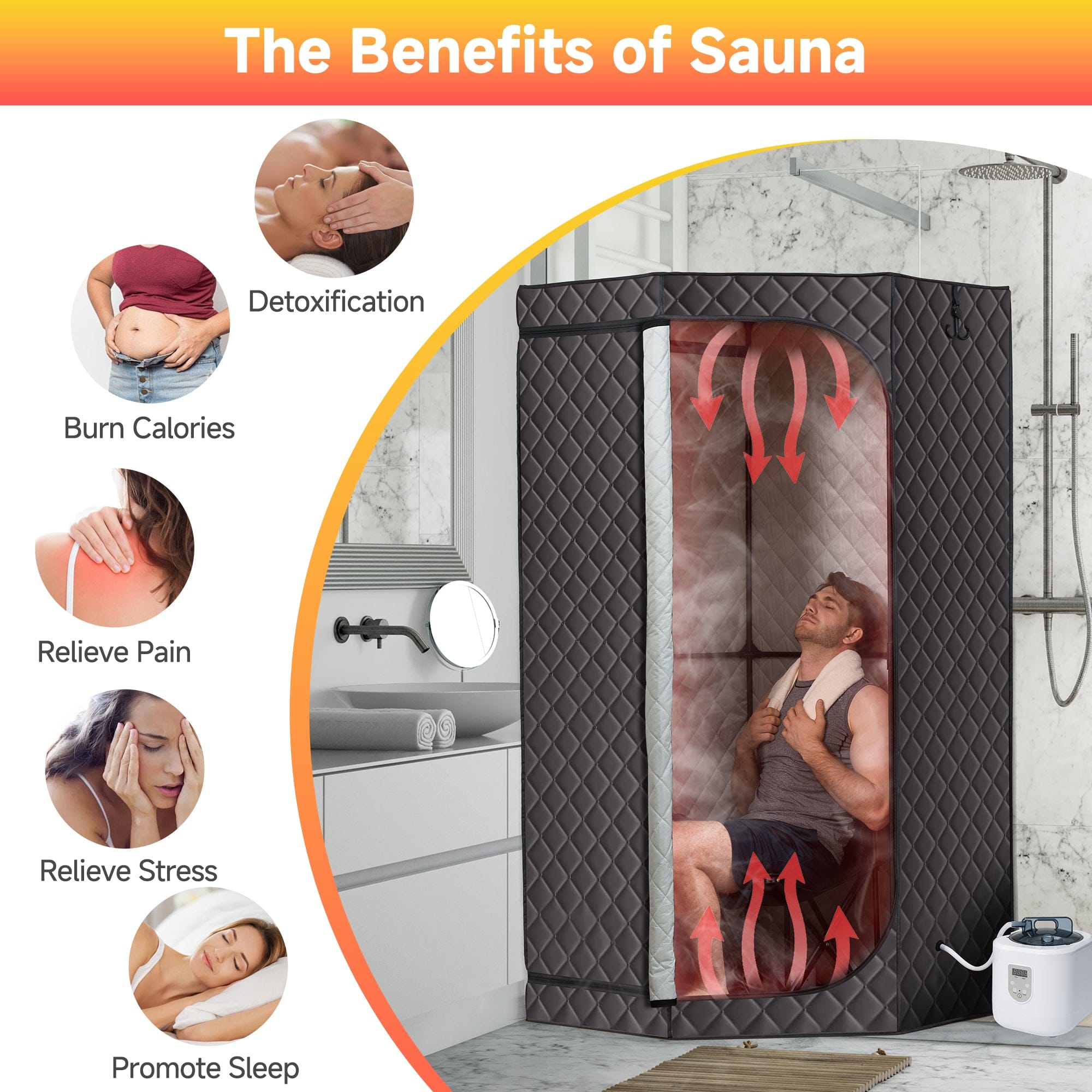 1-2 Person Portable Steam Sauna For Indoor