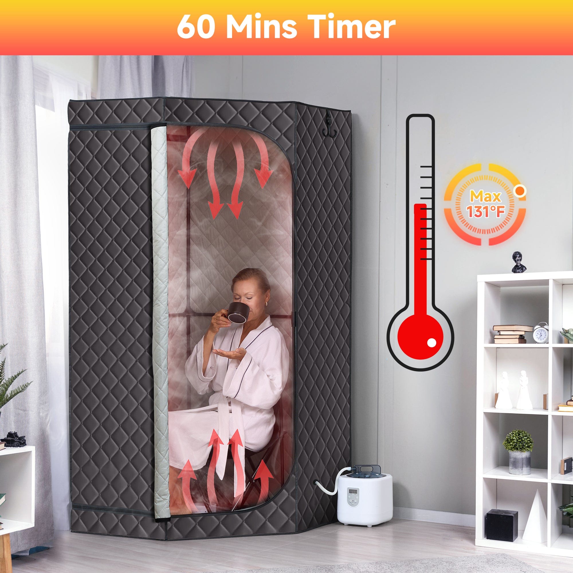 1-2 Person Portable Steam Sauna For Indoor